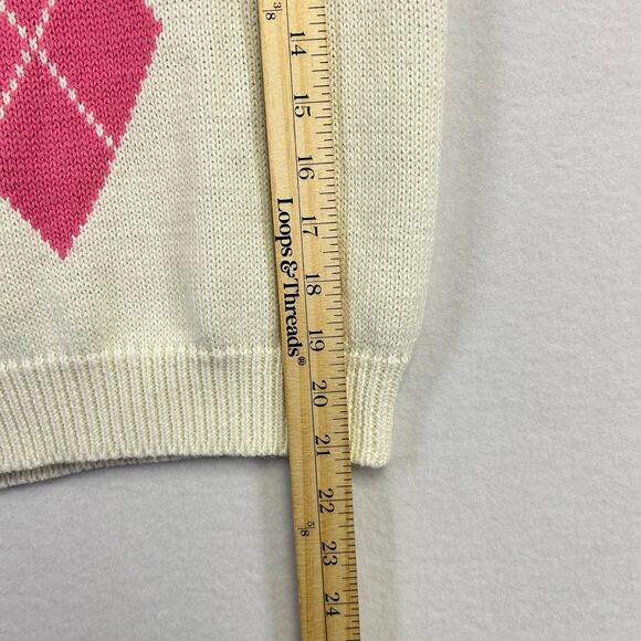 Woman's Cream Pullover Sweater Vest - Size Petite Small Academia Preppy - Picture 7 of 7
